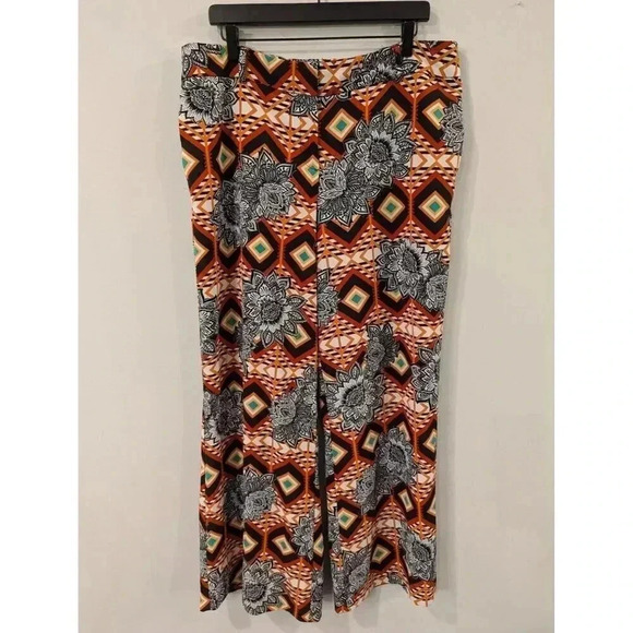 NY&C Colorful Geometric‎ Floral Print Wide-Leg Pants - Groovy & Bold - Picture 1 of 7